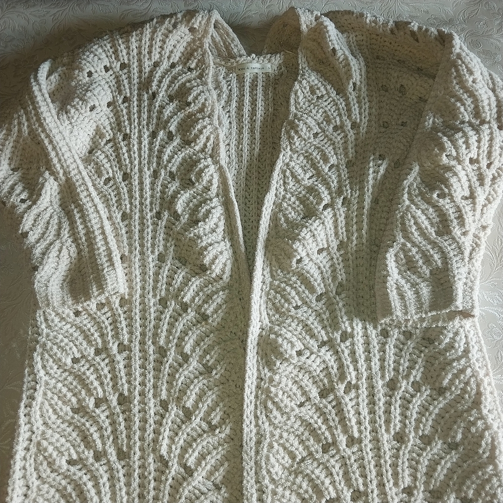Crochet long duster sweater cardigan